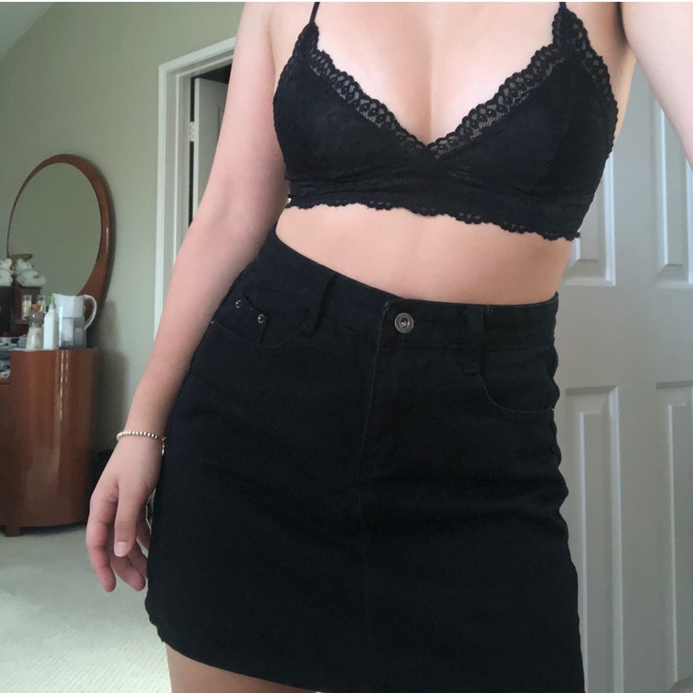 Black denim skirt